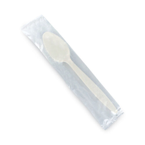 Emerald Individually Wrapped Heavyweight PLA Spoons, Beige, 500/Carton (DFDPME11310)