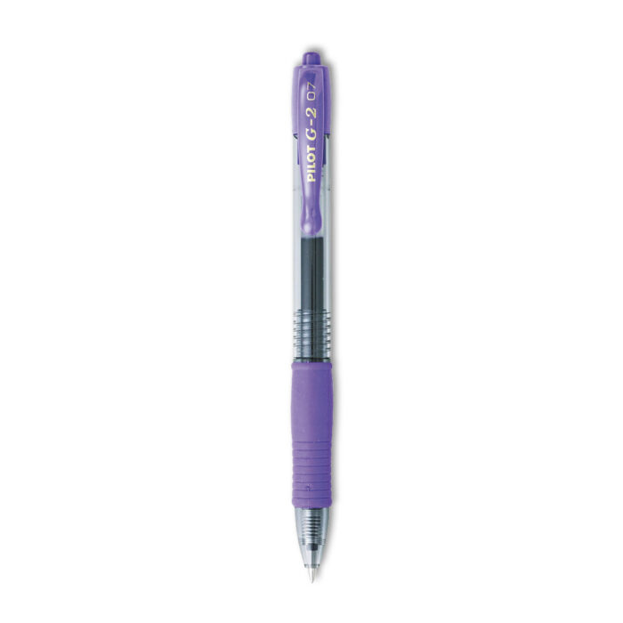 Pilot G2 Premium Gel Pen, Retractable, Fine 0.7 mm, Purple Ink, Smoke/Purple Barrel, Dozen (PIL31029)