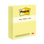 Post-it Notes Original Pads in Canary Yellow, Note Ruled, 3" x 5", 100 Sheets/Pad, 12 Pads/Pack (MMM635YW)