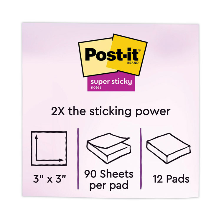 MMM65412SSAN - Post-it Notes Pads in Playful Primary Collection Colors, 3 x 3, 90 SheetsPad, 12 PadsPack (MMM65412SSAN)