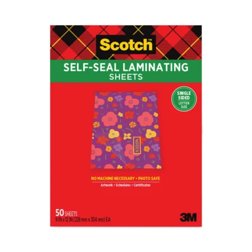 Scotch Self-Sealing Laminating Sheets, 6 mil, 9.06 x 11.63, Gloss Clear, 50/Pack (MMM70005182392)