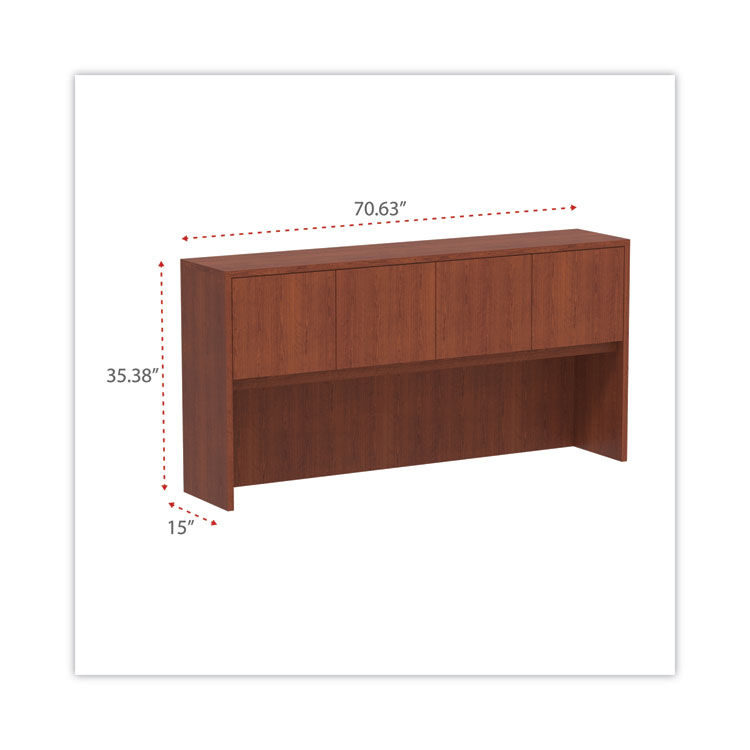 Alera Alera Valencia Series Hutch with Doors, 4 Compartments, 70.63w x 15d x 35.38h, Medium Cherry (ALEVA287215MC)