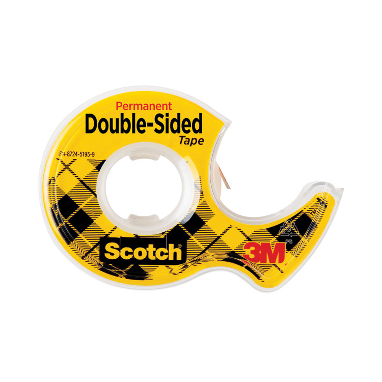 Scotch Double-Sided Permanent Tape is a no-mess way to stick things without glue. Both sides are sticky, perfect for photos, crafts, school projects, or posters. Comes in a portable dispenser and won’t dry out or yellow. Its size is 0.5” wide, and 20.83’ long.