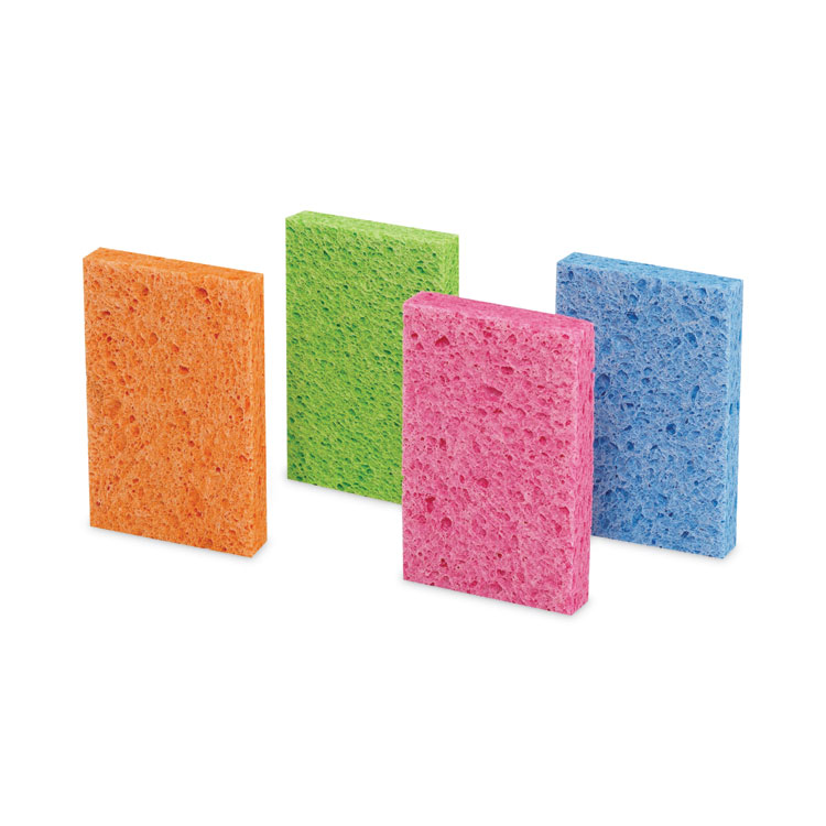 ocelo Vibrant Color Sponges, 4.7 x 3, 0.6" Thick, Assorted Colors, 4/Pack (MMM7274FD)