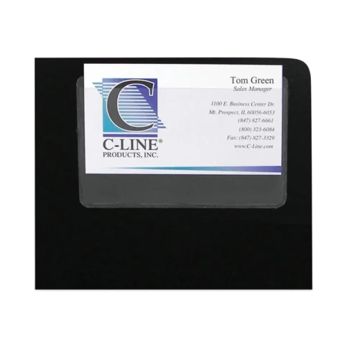 C-Line Self-Adhesive Business Card Holders, Top Load, 2 x 3.5, Clear, 10/Pack (CLI70257)