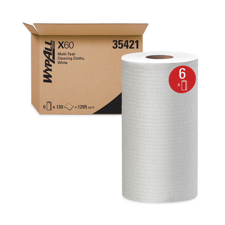 General General Clean X60 Cloths, Small Roll, 13.5 x 19.6, White, 130/Roll, 6 Rolls/Carton (KCC35421)