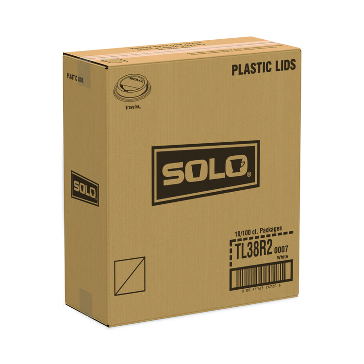 SOLO Traveler Dome Hot Cup Lid, Fits 8 oz Cups, White, 100/Pack, 10 Packs/Carton (SCCTL38R2)