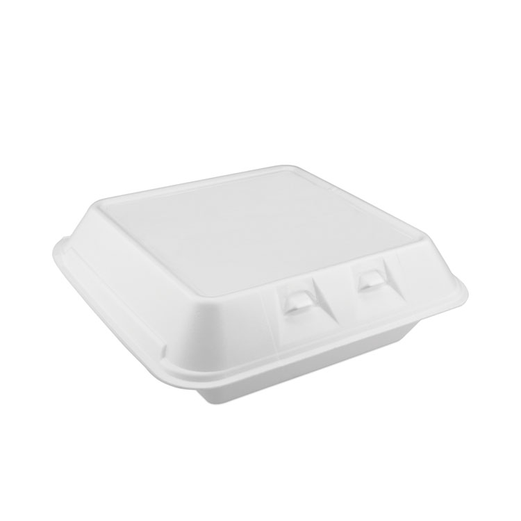 Pactiv Evergreen SmartLock Foam Hinged Lid Container, Large, 3-Compartment, 9 x 9.25 x 3.25, White, 150/Carton (PCTYHLW09030000)