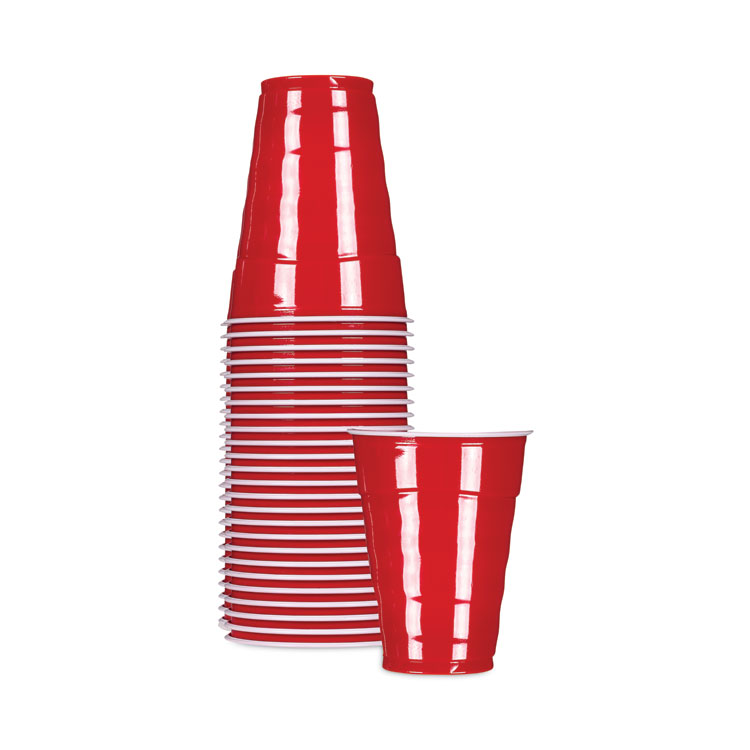 Hefty Easy Grip Disposable Plastic Party Cups, 9 oz, Red, 50/Pack (RFPC20950)
