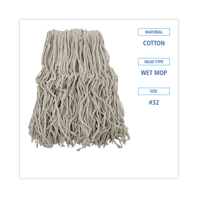 Boardwalk Cotton Mop Head, Cut-End, #32, White, 12/Carton (BWKCM02032S)