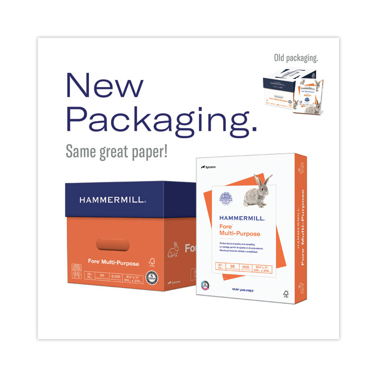 Hammermill Fore Multipurpose Print Paper, 96 Bright, 24 lb Bond Weight, 8.5 x 11, White, 500 Sheets/Ream (HAM103283RM)