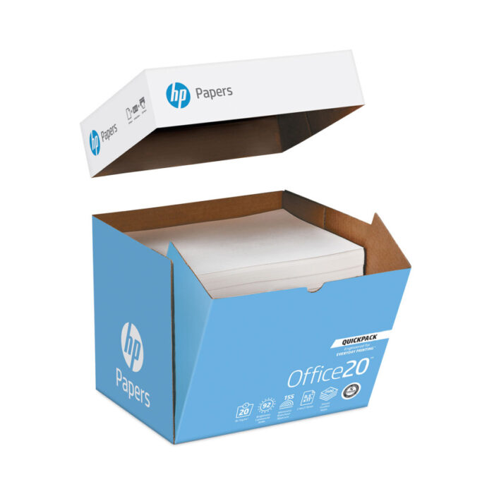 HP Papers Office20 Paper, 92 Bright, 20 lb Bond Weight, 8.5 x 11, White, 2, 500/Carton (HEW112103)