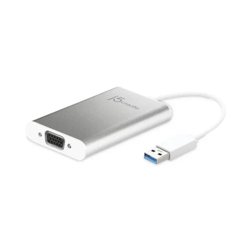 j5create USB to VGA Adapter, 5.91", Silver/White (JCRJUA311)