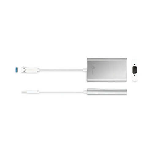 j5create USB to VGA Adapter, 5.91", Silver/White (JCRJUA311)