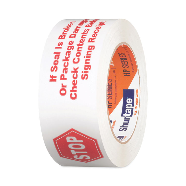 HP 240 Packing Tape, 1.88" x 109.36 yds, White with Red Print, 36/Carton (SHU124152)