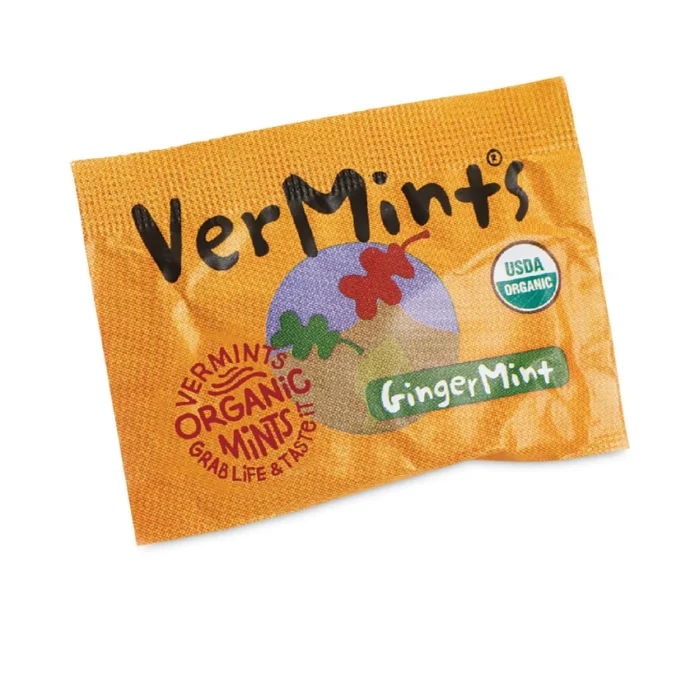 VerMints VerMints Organic Mints/Pastilles, Gingermint, 2 Mints/0.7 oz Individually Wrapped, 100/Box (VEMVNT00994)