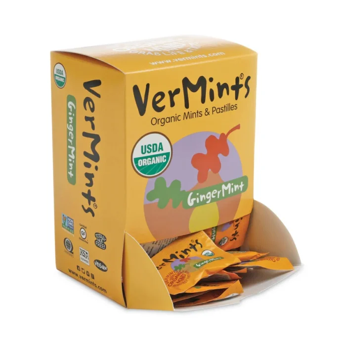 VerMints VerMints Organic Mints/Pastilles, Gingermint, 2 Mints/0.7 oz Individually Wrapped, 100/Box (VEMVNT00994)