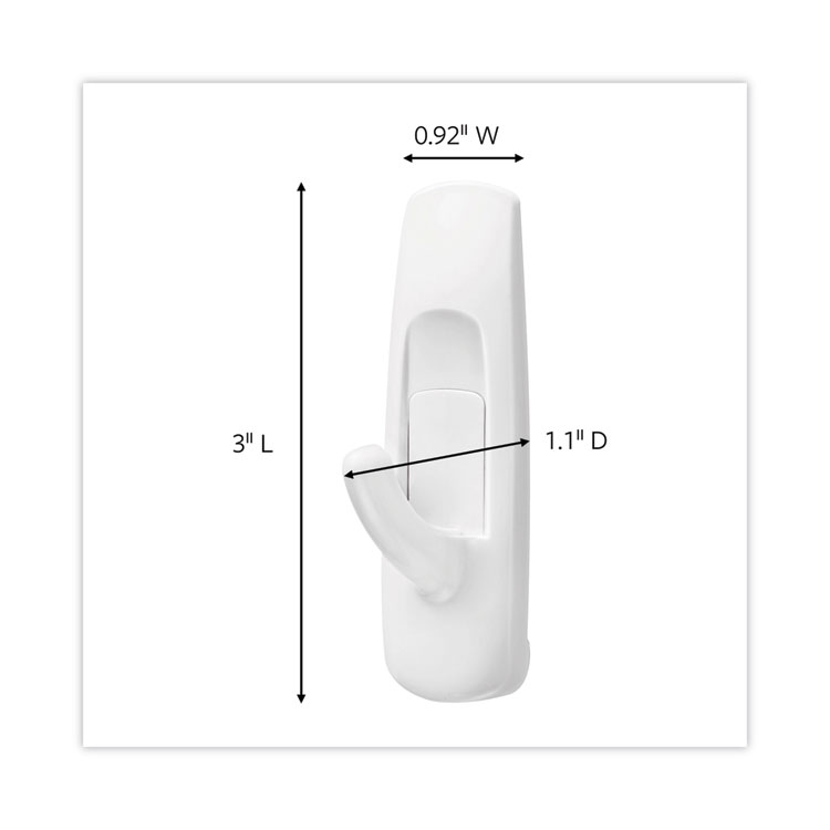 General General Purpose Hooks, Medium, Plastic, White, 3 lb Capacity, 37 Hooks and 48 Strips/Pack (MMM17001S37NA)