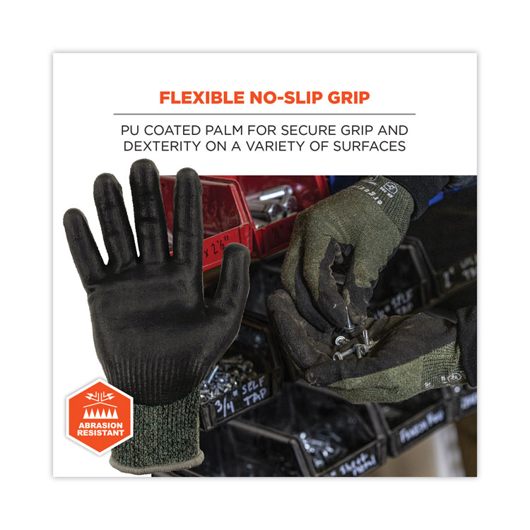 ergodyne ProFlex 7070 ANSI A7 Nitrile Coated CR Gloves, Green, Medium, Pair (EGO18043)