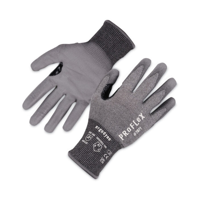 ergodyne ProFlex 7071 ANSI A7 PU Coated CR Gloves, Gray, Medium, Pair (EGO18073)