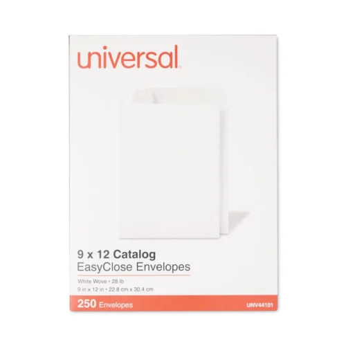Universal EasyClose Catalog Envelope, #10 1/2, Square Flap, Self-Adhesive Closure, 9 x 12, White, 250/Box (UNV44101)