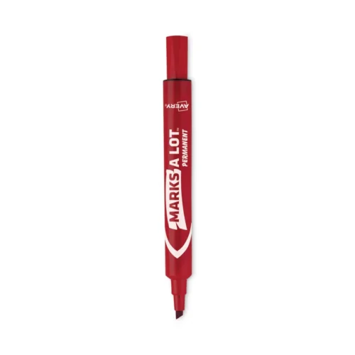 Avery MARKS A LOT Large Desk-Style Permanent Marker, Broad Chisel Tip, Red, Dozen (8887) (AVE08887)