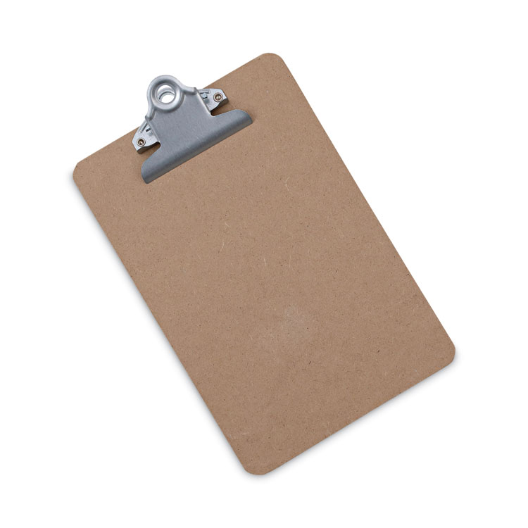 Universal Hardboard Clipboard, 0.75" Clip Capacity, Holds 5 x 8 Sheets, Brown (UNV05610)