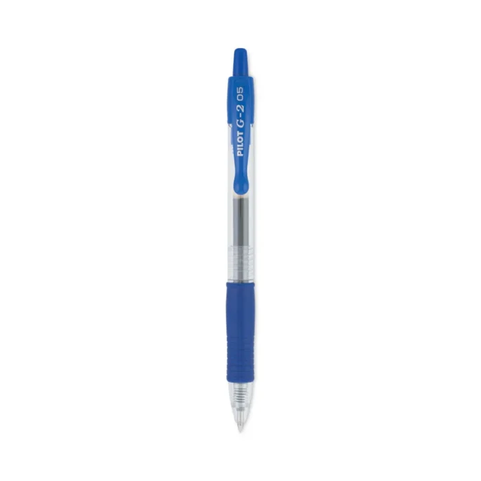 Pilot G2 Premium Gel Pen, Retractable, Extra-Fine 0.5 mm, Blue Ink, Smoke/Blue Barrel, Dozen (PIL31003)