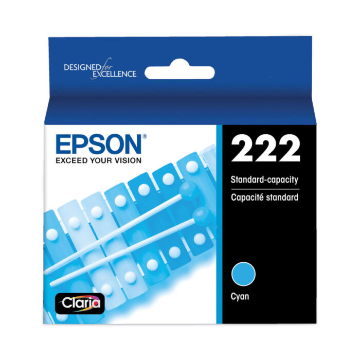 Epson T222220S (T222) Claria Ink, 165 Page-Yield, Cyan (EPST222220S)