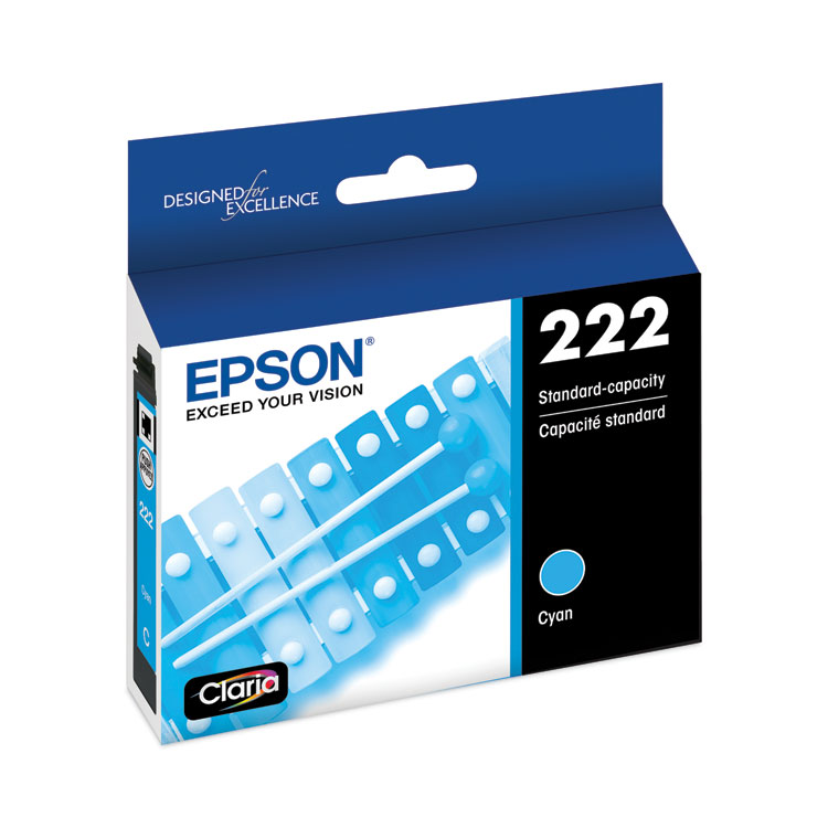 Epson T222220S (T222) Claria Ink, 165 Page-Yield, Cyan (EPST222220S)