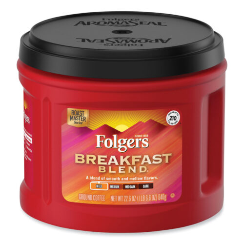 Folgers Coffee, Breakfast Blend, 22.6 oz Canister (FOLSMU20529)