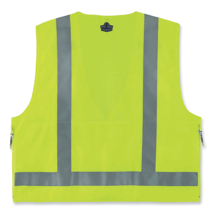ergodyne GloWear 8250Z Class 2 Surveyors Zipper Vest, Polyester, Large/X-Large, Lime (EGO21425)