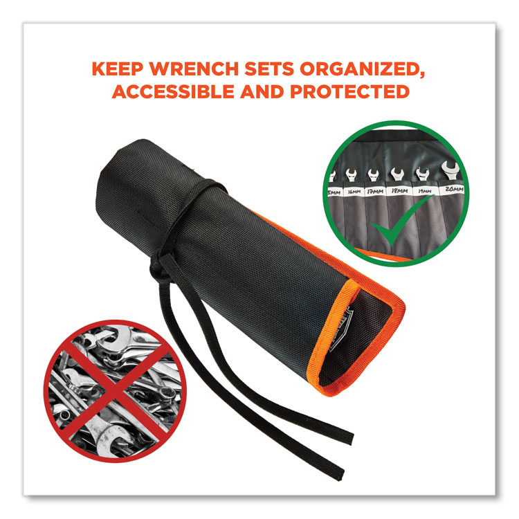 ergodyne Arsenal 5873 Polyester Wrench Roll Up, 14 Compartments, 26.5 x 16.5, Polyester, Black (EGO13775)