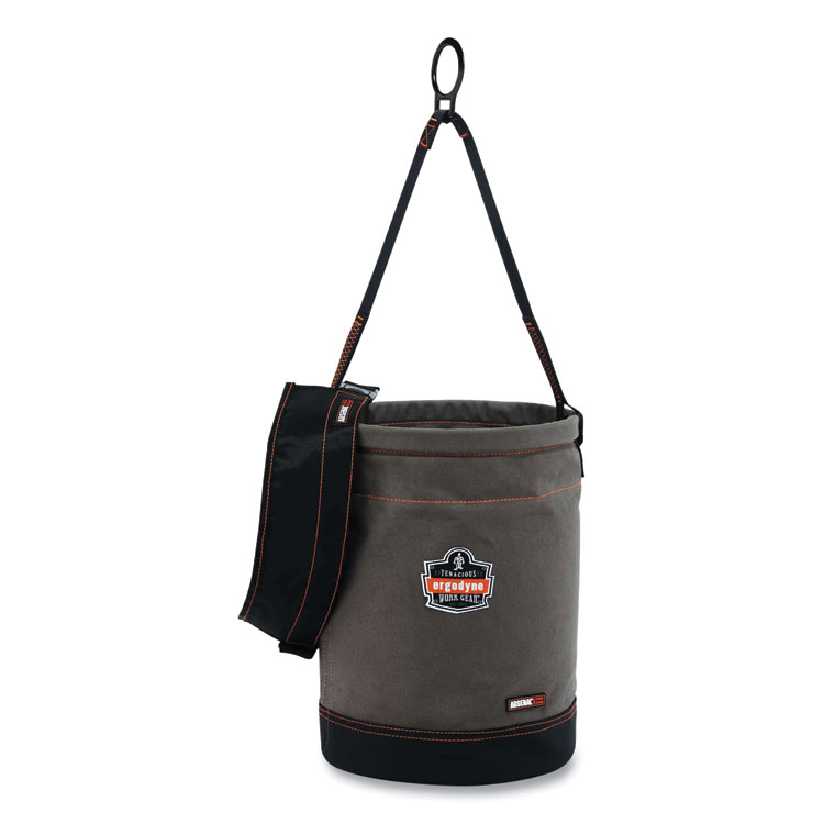 ergodyne Arsenal 5960T Canvas Hoist Bucket and Top with D-Rings, 12.5 x 12.5 x 17, Gray (EGO14860)
