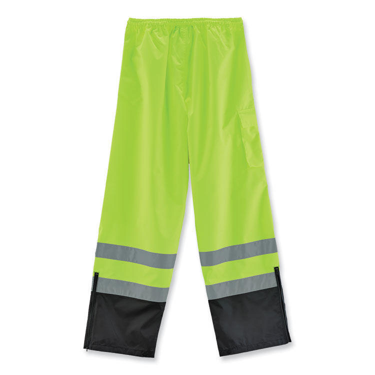 ergodyne GloWear 8915BK Class E Hi-Vis Rain Pants Black Bottom, Small, Lime (EGO25422)