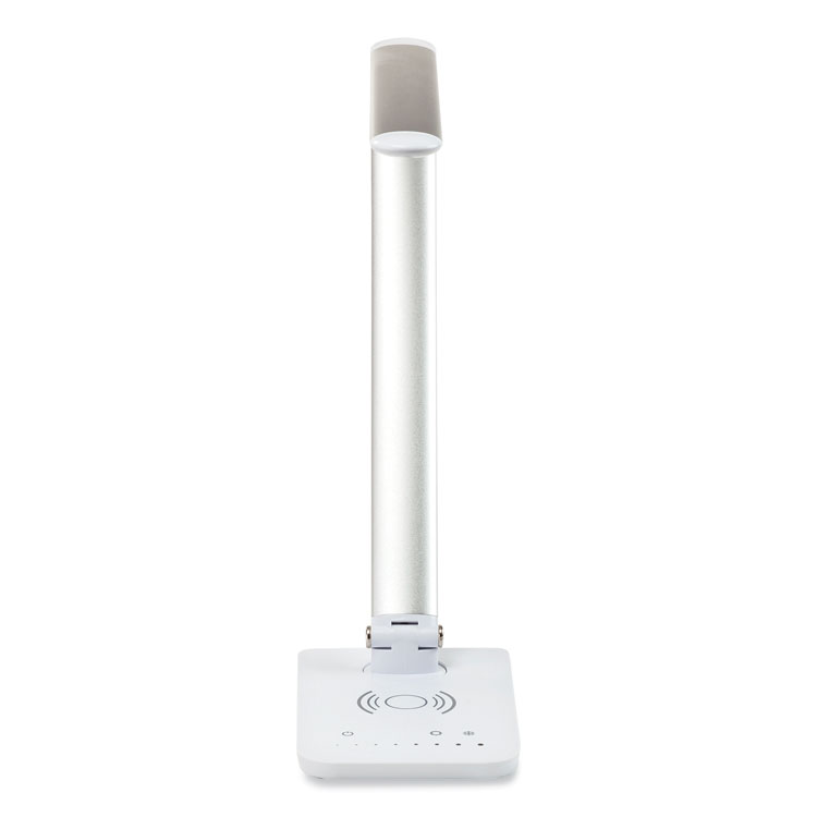 Safco Vamp LED Wireless Charging Lamp, Multi-pivot Neck, 16.75" High, Silver (SAF1009SL)