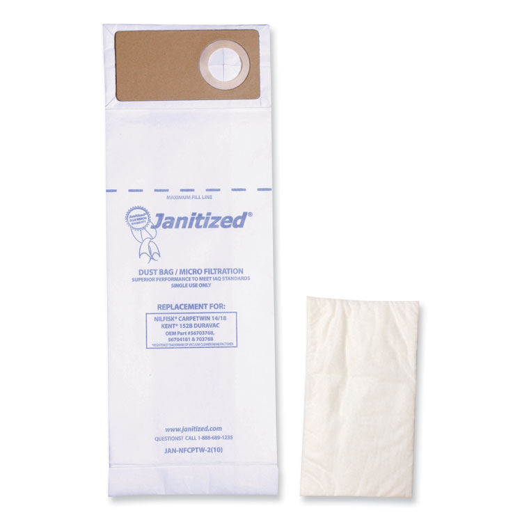 Janitized Vacuum Filter Bags Designed to Fit Advance Spectrum CarpetMaster, 100/Carton (APCJANADVSPEC21)