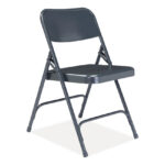 NPS 200 Series Premium All-Steel Double Hinge Folding Chair, Supports Up to 500 lb, 17.25" Seat Height, Blue, 4/Carton (NPS204)
