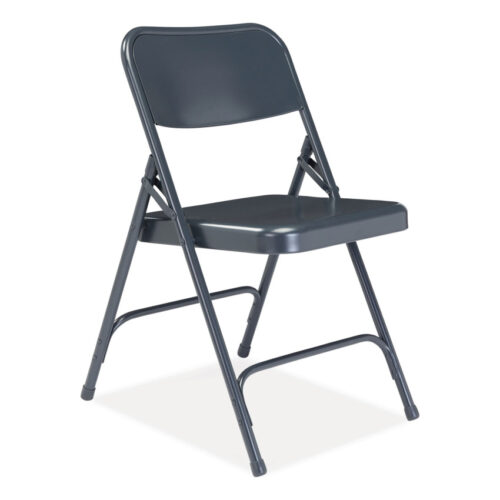 NPS 200 Series Premium All-Steel Double Hinge Folding Chair, Supports Up to 500 lb, 17.25" Seat Height, Blue, 4/Carton (NPS204)