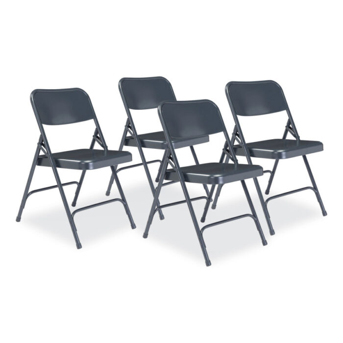 NPS 200 Series Premium All-Steel Double Hinge Folding Chair, Supports Up to 500 lb, 17.25" Seat Height, Blue, 4/Carton (NPS204)