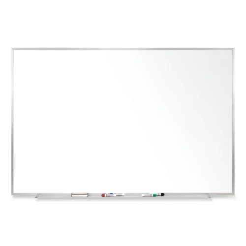Ghent Magnetic Porcelain Whiteboard with Satin Aluminum Frame, 72.5 x 48.5, White Surface (GHEM1464)