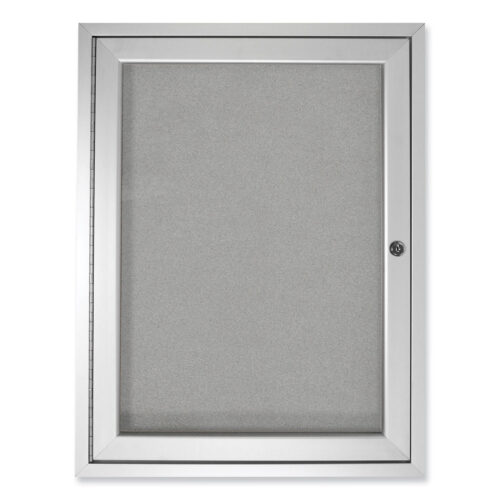 Ghent 1 Door Enclosed Vinyl Bulletin Board with Satin Aluminum Frame, 18 x 24, Silver Surface (GHEPA12418VX193)