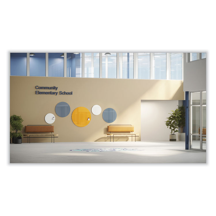 Ghent Coda Low Profile Circular Non-Magnetic Glassboard, 36 Diameter, White Surface (GHECDAGN36WH)