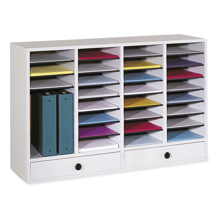 Safco Wood Adjustable Literature Organizer, 32 Compartments, 39.25 x 11.75 x 25.25, Gray (SAF9494GR)