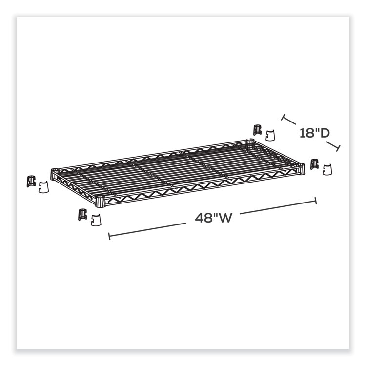 Safco Industrial Extra Shelf Pack, 48w x 18d x 1.5h, Steel, Black, 2/Pack (SAF5293BL)