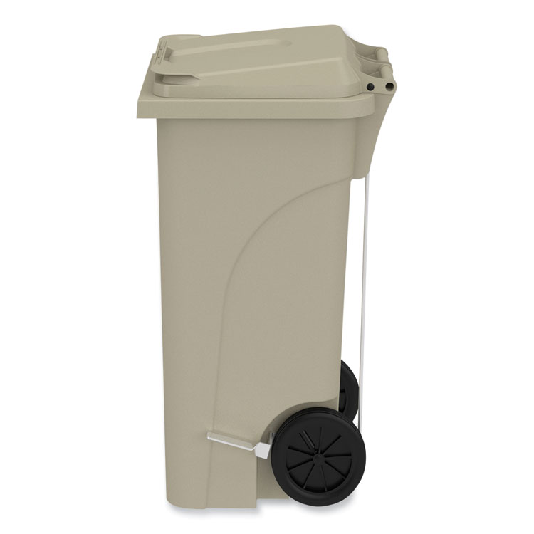 Safco Plastic Step-On Receptacle, 32 gal, Metal, Tan (SAF9926TN)