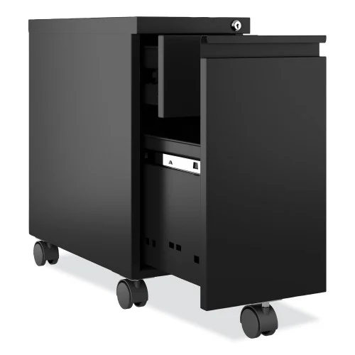 Hirsh Industries Zip Mobile Pedestal File, 1-Drawer: File, Legal/Letter, Black, 10 x 19.88 x 21.75 (HID22651)