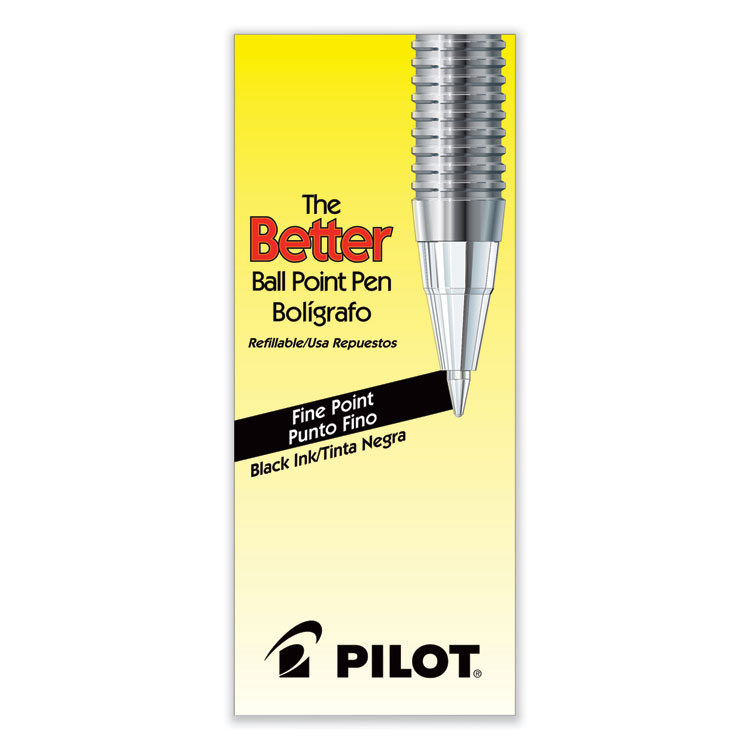 Pilot Better Ballpoint Pen, Stick, Fine 0.7 mm, Black Ink, Smoke Barrel, Dozen (PIL35011)