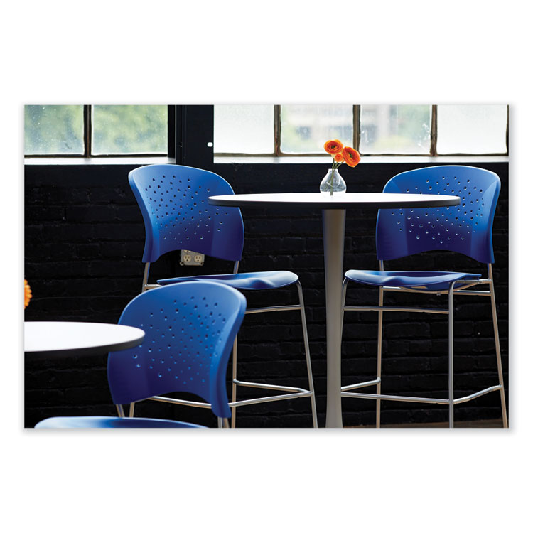 Safco Reve GuestBistro Chair with Sled Base, Supports Up to 250 lb, 18" Seat Height, Blue Seat/Back, Silver Base, 2/Carton (SAF6804BU)