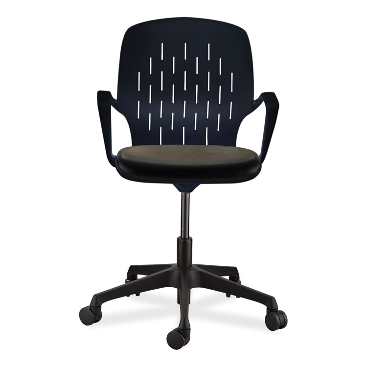 Safco Shell Desk Chair, Supports Up to 275 lb, 17" to 20" Seat Height, Black Seat, Black Back, Black Base (SAF7013BL)